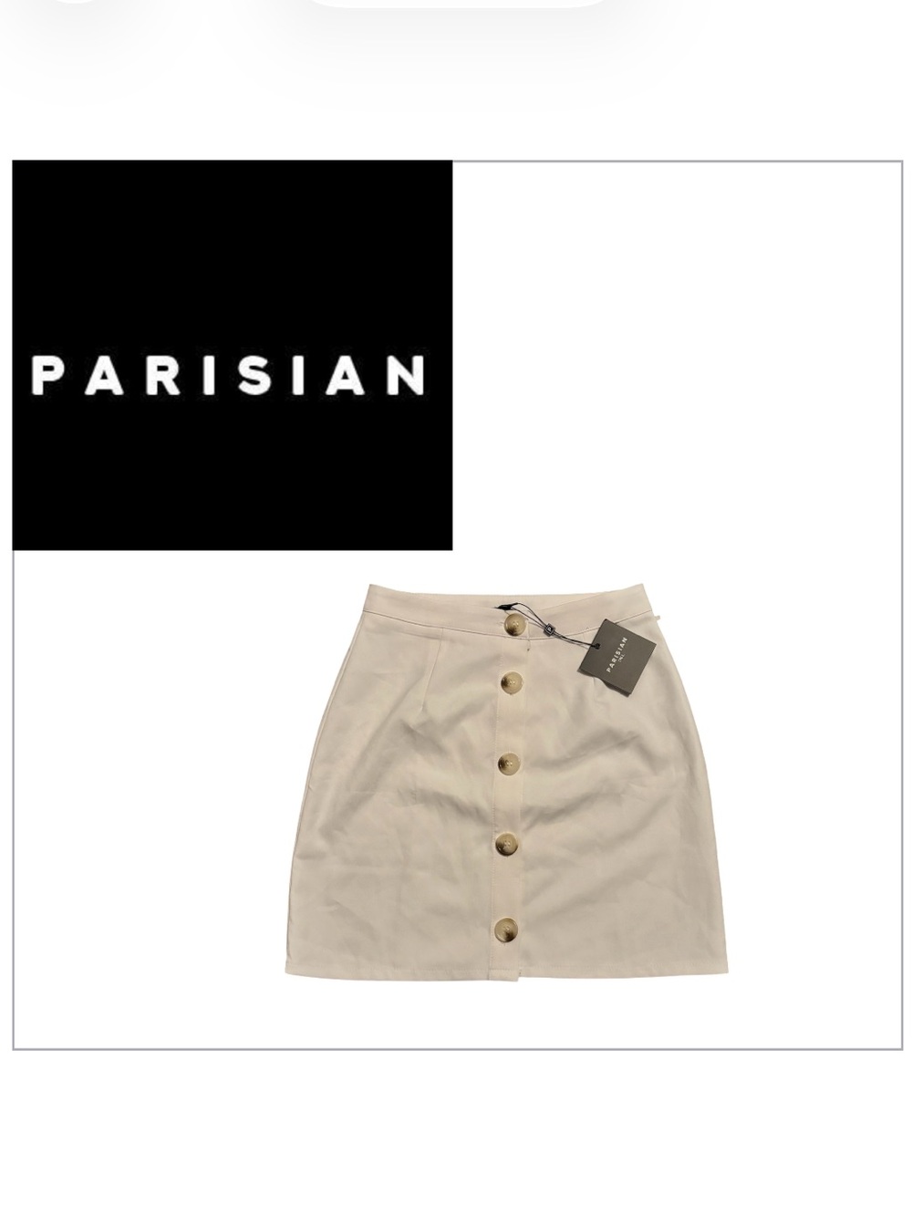 NWT Parisian fashion  Cream Button-Front Mini Skirt Women’s  Uk8/ Us4